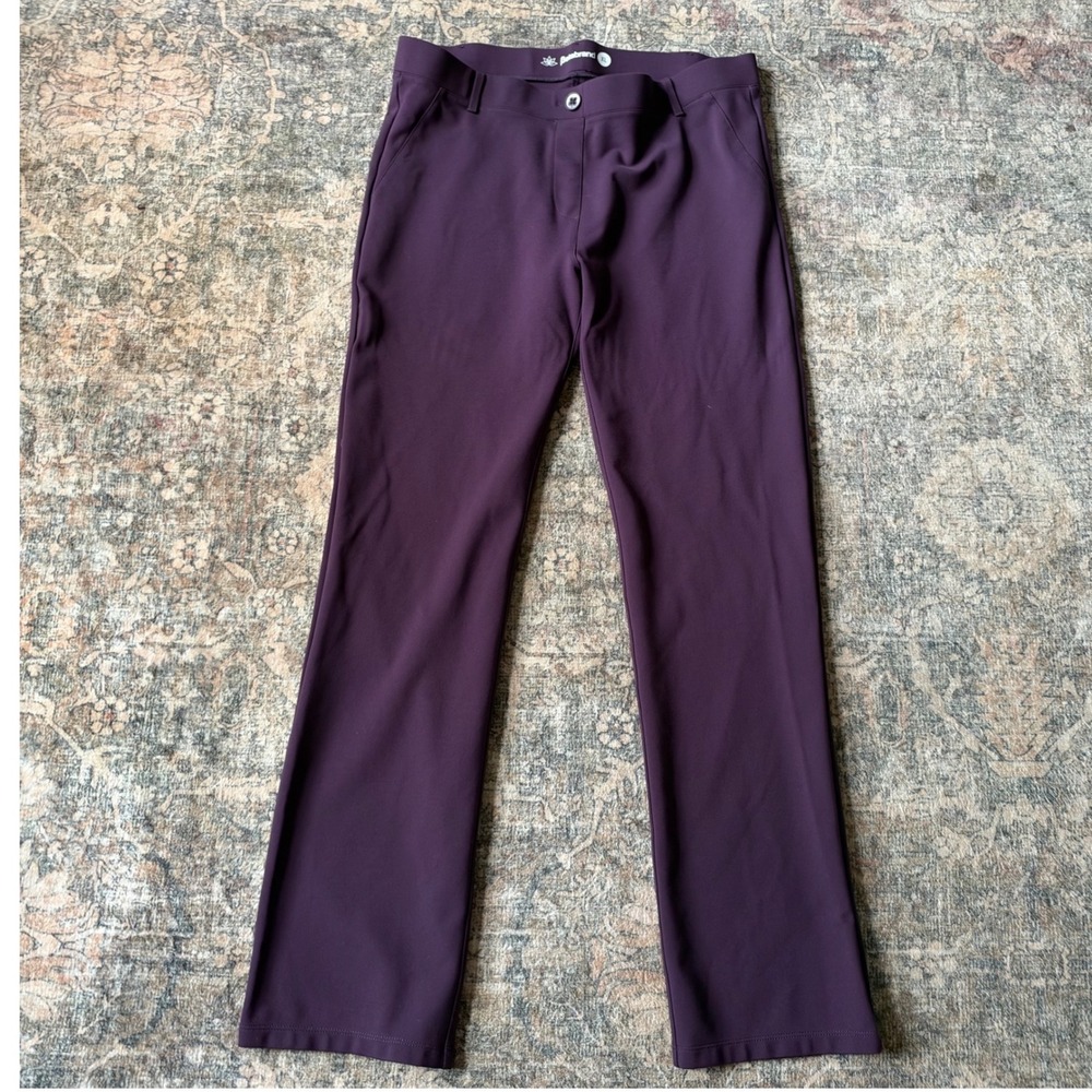 Betabrand Dress Pant Yoga Pants XL Purple Plum Straight Leg Workleisure Stretch